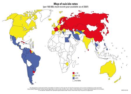 World map suicide rates